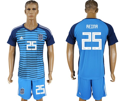 Spain #25 Reina Blue Goalkeeper Soccer Country Jersey